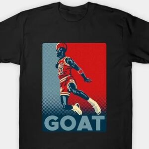 NWOT Custom Michael Jordan Chicago Bulls Black Graphic T-Shirt with GOAT Design